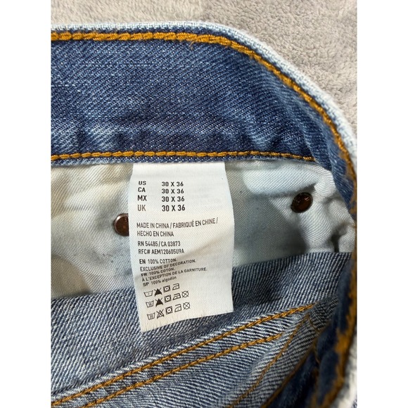 American Eagle Original Straight Jeans Men's Size 30x36 Blue Faded Denim - Picture 5 of 8